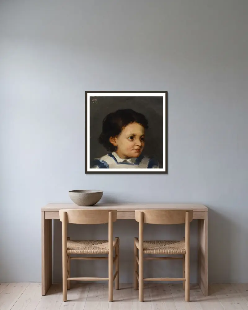 Kleine Liisa von Helene Schjerfbeck gerahmt an einer Wand