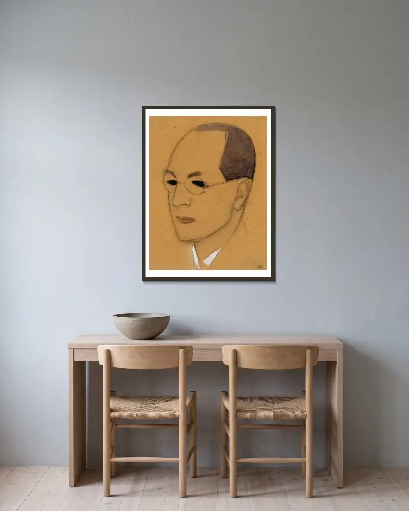 Portrait Of Jalo Sihtola, Sketch av Helene Schjerfbeck inramad på en vägg