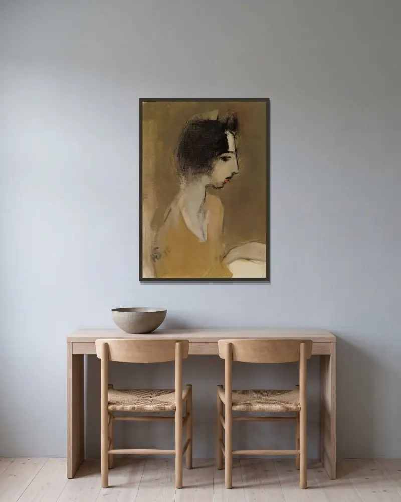 Profile of a Woman (from memory) av Helene Schjerfbeck inramad på en vägg