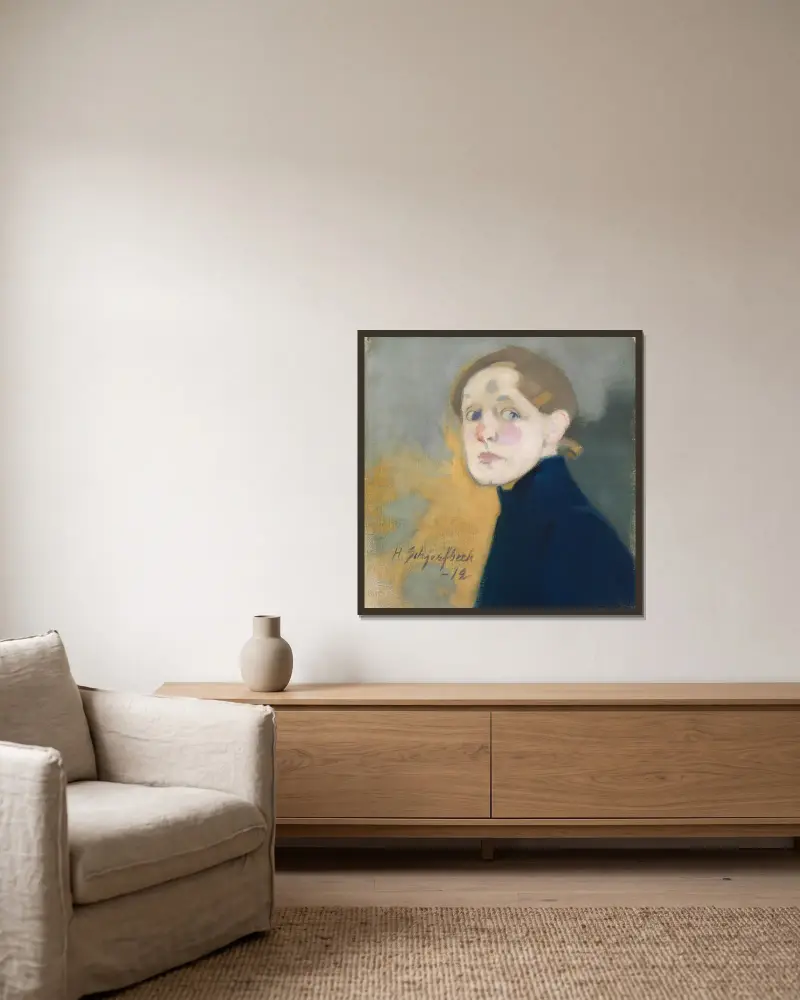 Autoportrét, Helene Schjerfbeck v rámu na stěně
