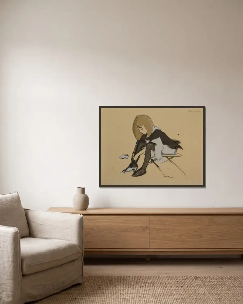 Seidenschuhe von Helene Schjerfbeck gerahmt an einer Wand