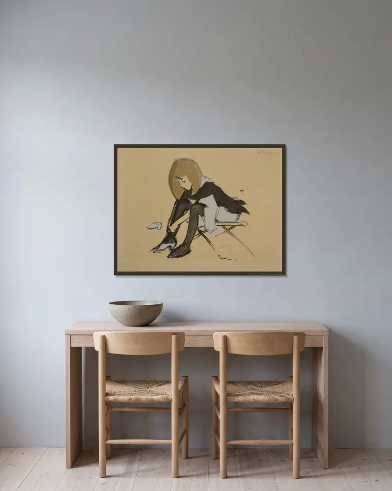 Seidenschuhe von Helene Schjerfbeck gerahmt an einer Wand