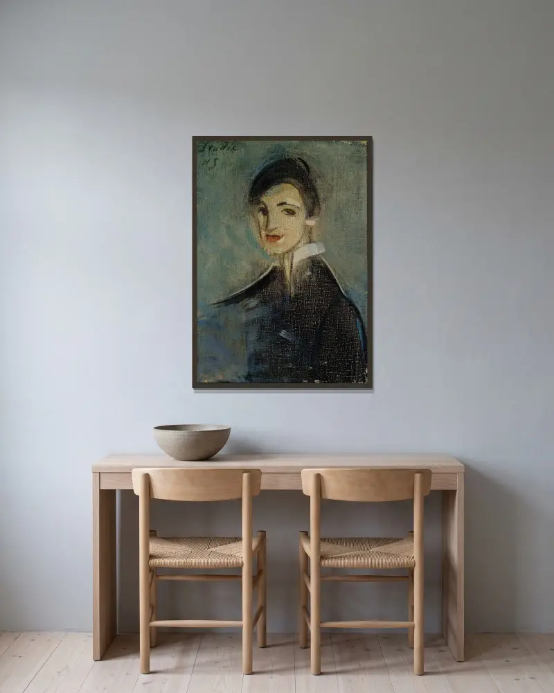 Śpiewak w czerni, Helene Schjerfbeck w ramie na ścianie