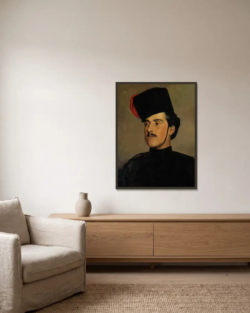 Kozák (Krásný kozák), Helene Schjerfbeck v rámu na stěně