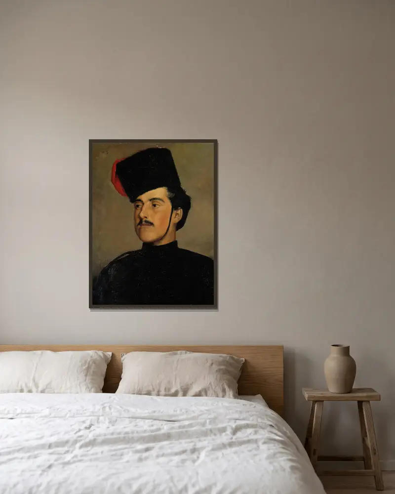 Kozák (Krásný kozák), Helene Schjerfbeck v rámu na stěně