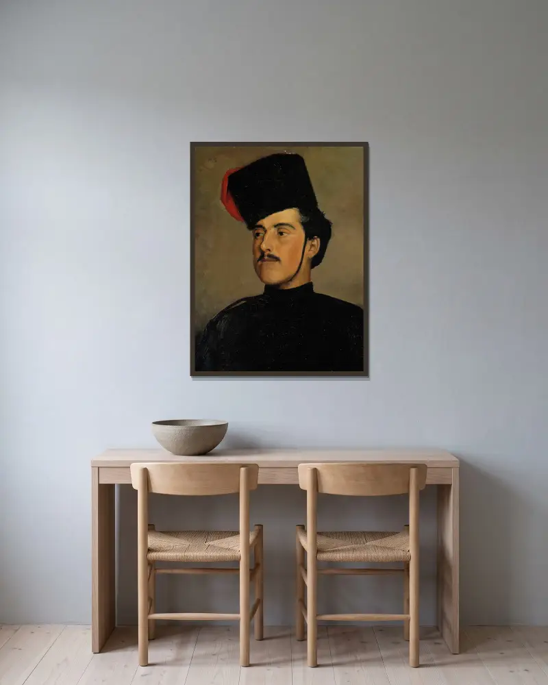 Kozák (Krásný kozák), Helene Schjerfbeck v rámu na stěně