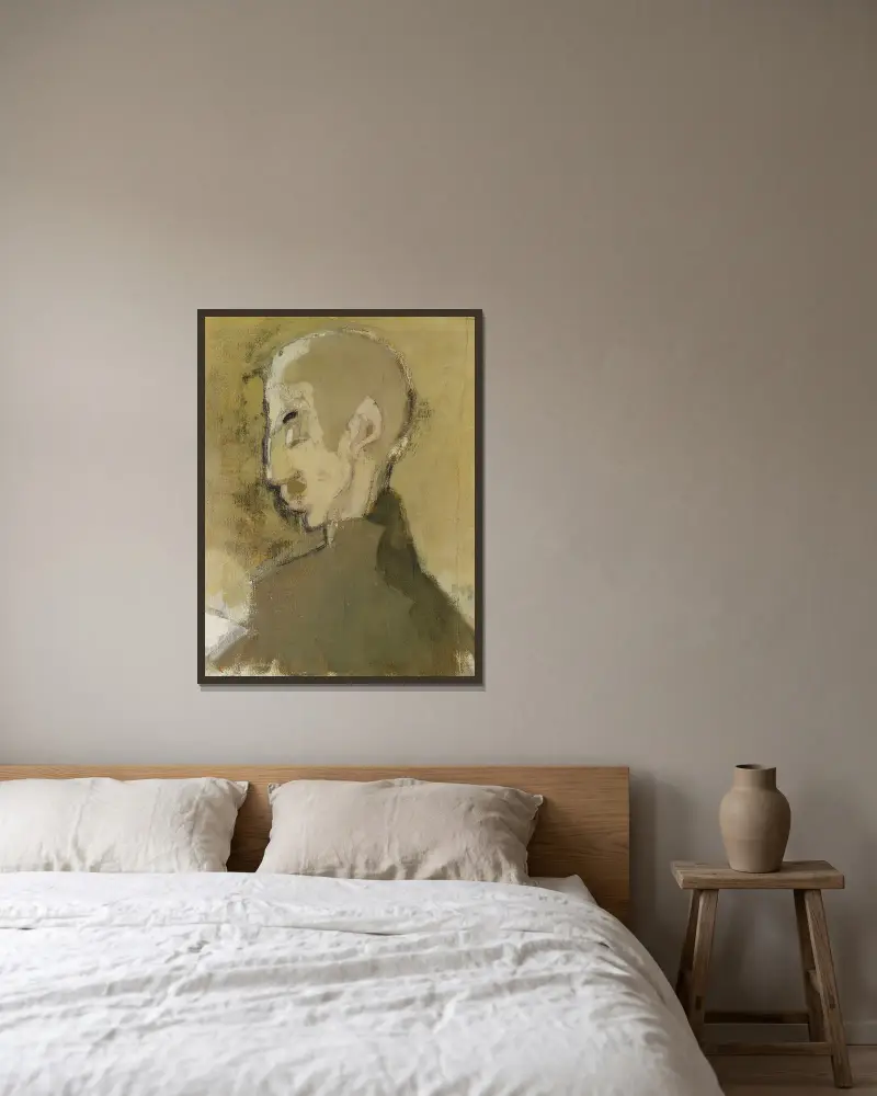 The Landlord Ii (Profile Of A Man) av Helene Schjerfbeck inramad på en vägg
