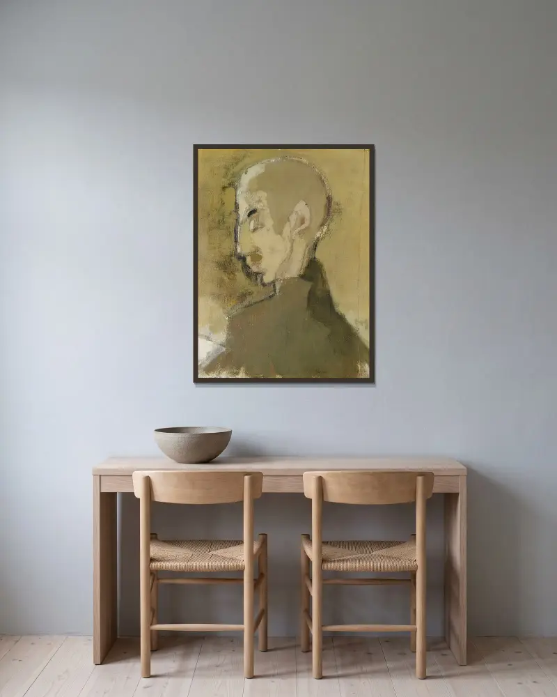 The Landlord Ii (Profile Of A Man) av Helene Schjerfbeck inramad på en vägg