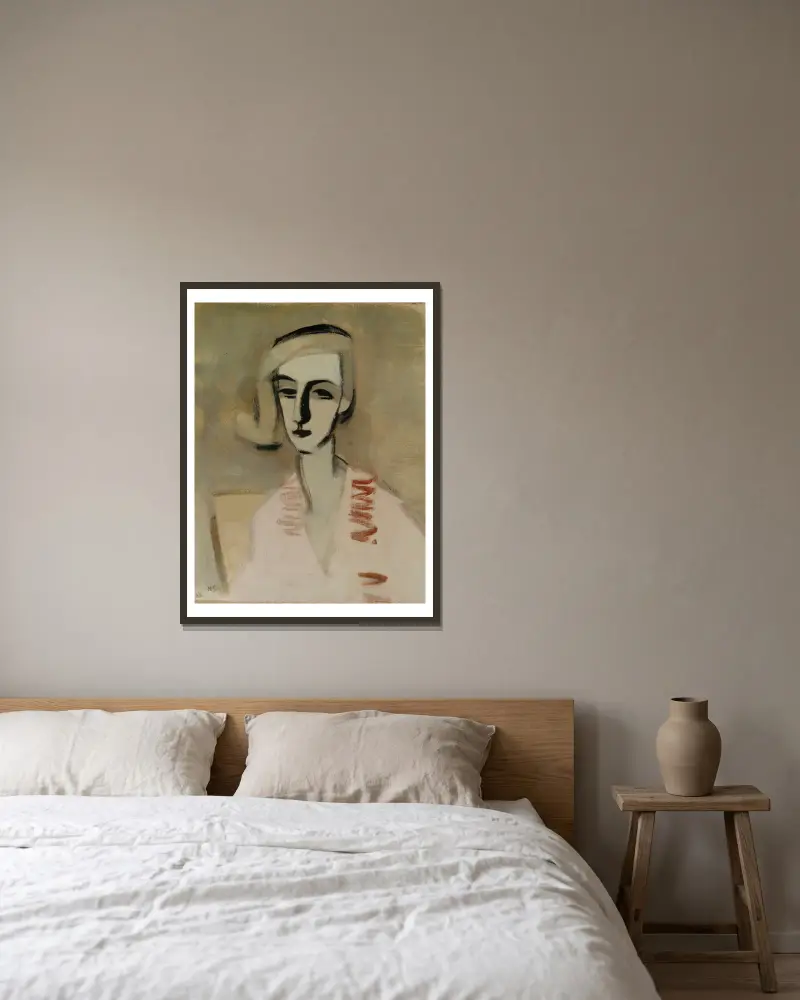 Die Lehrerin von Helene Schjerfbeck gerahmt an einer Wand