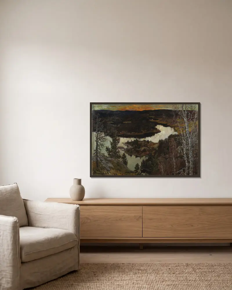 Herbst, Nordingrå von Helmer Osslund gerahmt an einer Wand