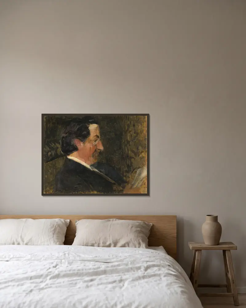 Mr Andersson från Främsta, lärare vid Folkskolan av Helmer Osslund inramad på en vägg