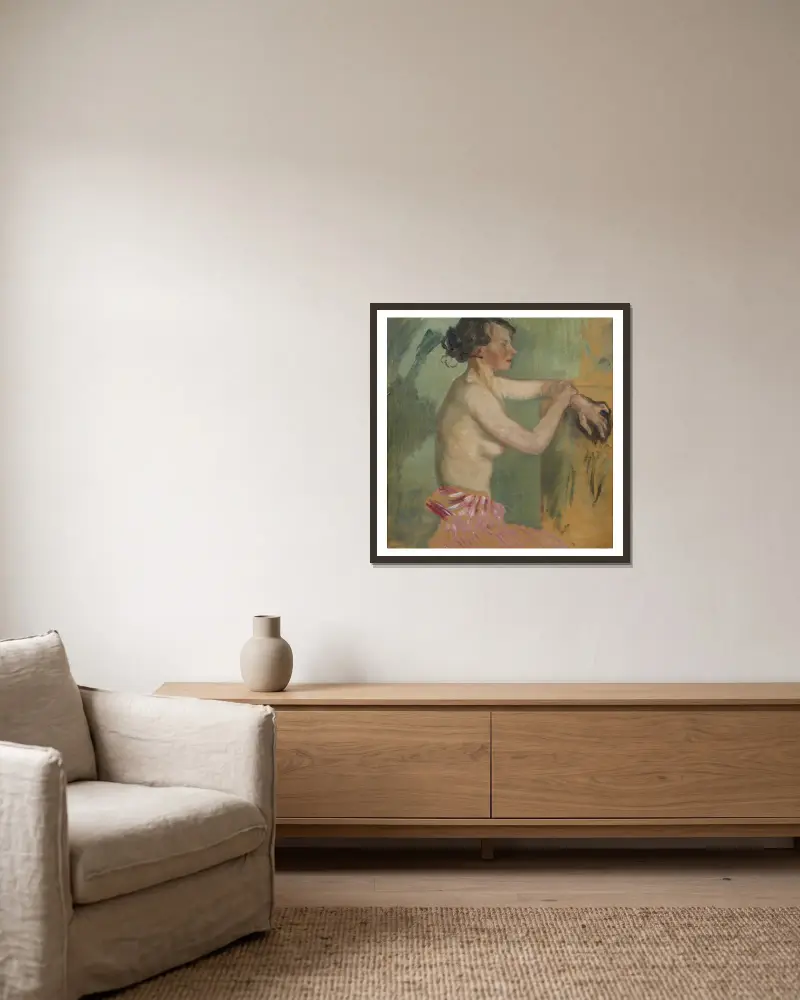 Studie eines Modells von Helmer Osslund gerahmt an einer Wand