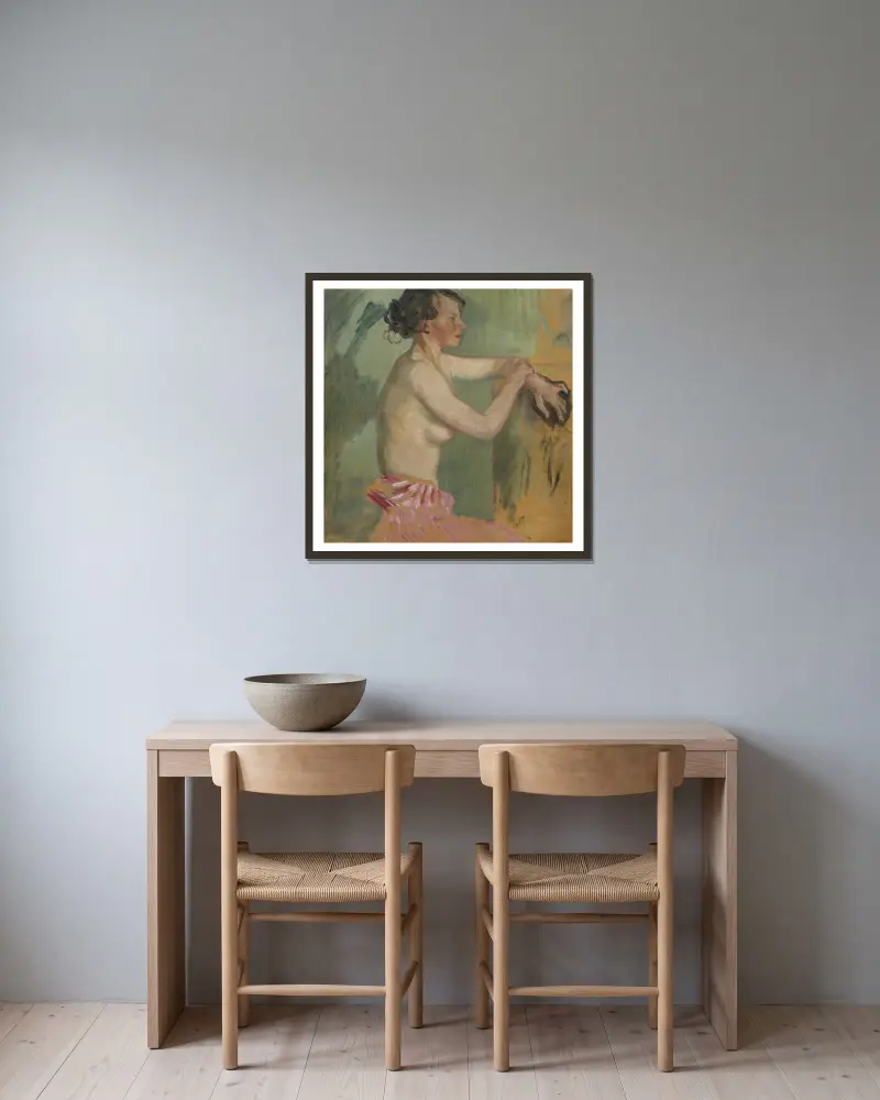 Studie eines Modells von Helmer Osslund gerahmt an einer Wand