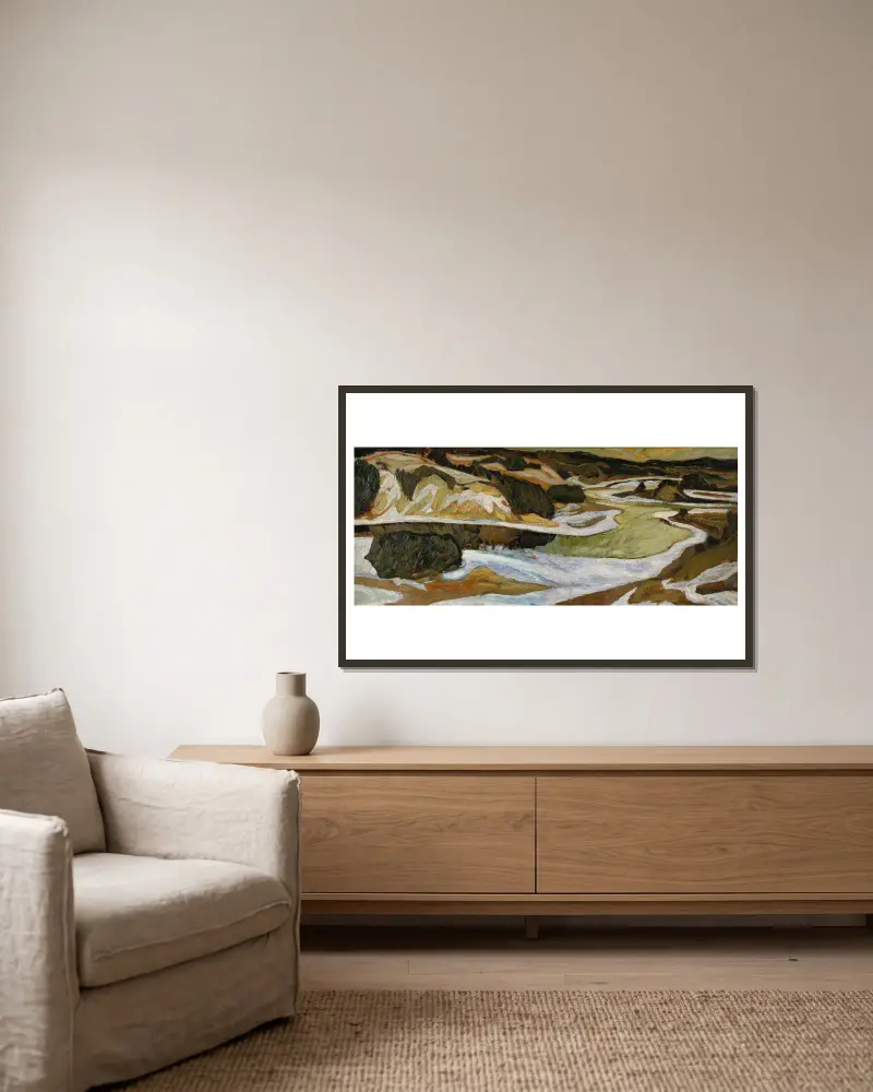 Der Fluss Ångermanälven von Helmer Osslund gerahmt an einer Wand