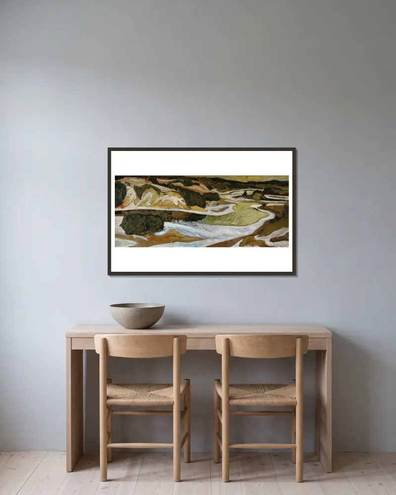 Der Fluss Ångermanälven von Helmer Osslund gerahmt an einer Wand