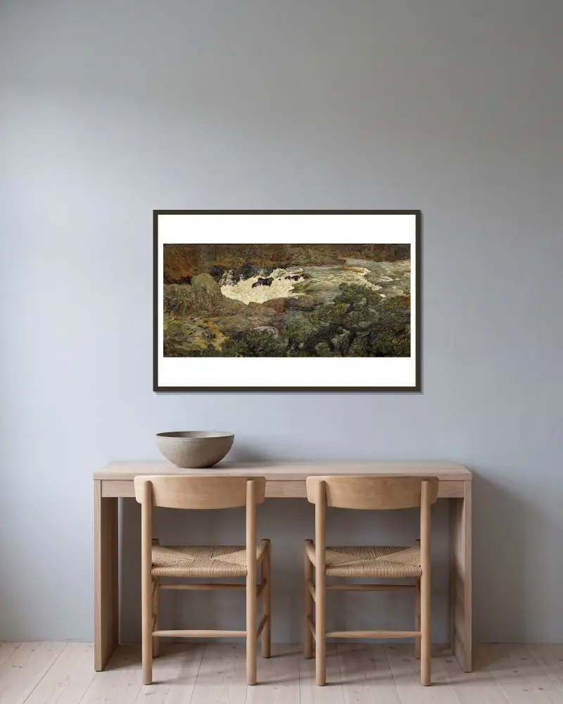 Wasserfall, Porjus von Helmer Osslund gerahmt an einer Wand