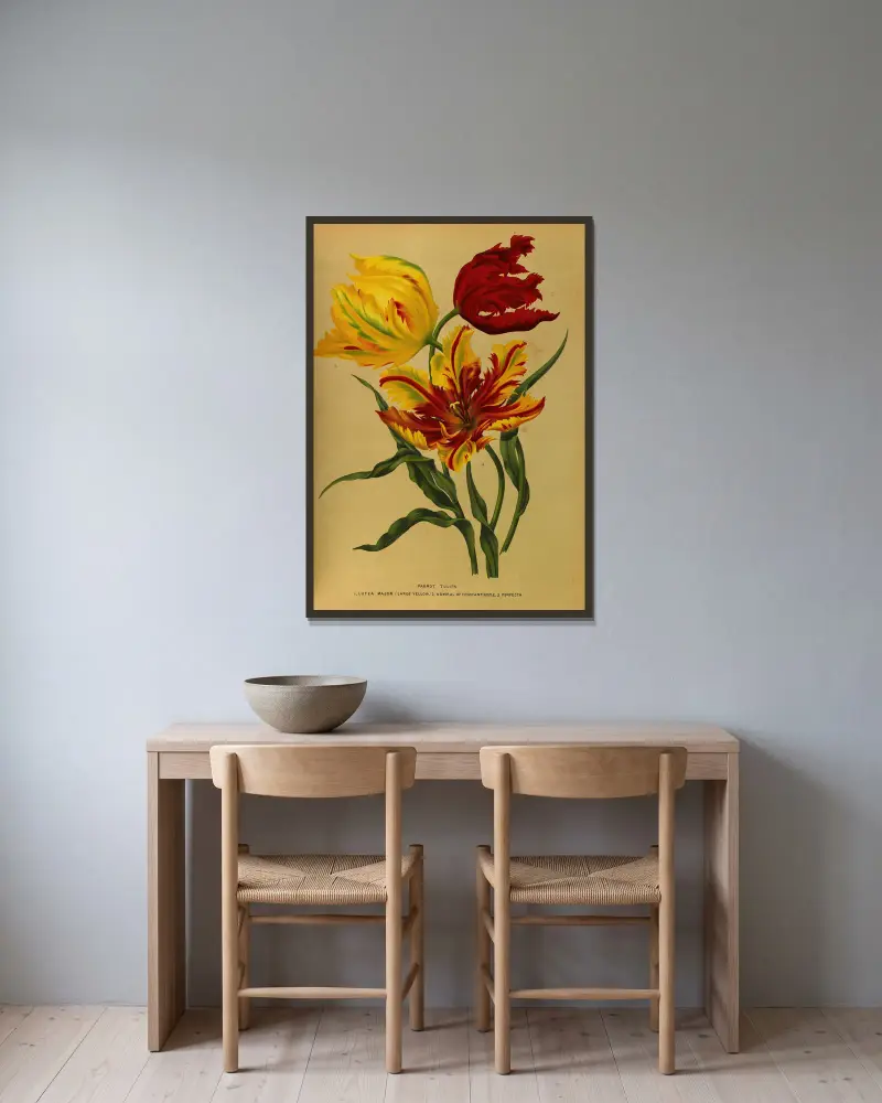 Parrot Tulips av Arentina Hendrica Arendsen inramad på en vägg
