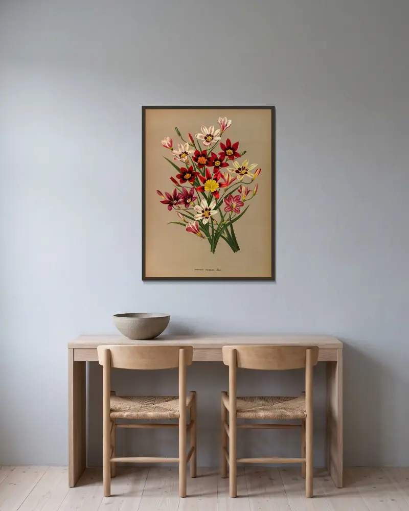 Sparaxis Tricolor. Varr. av Arentina Hendrica Arendsen inramad på en vägg