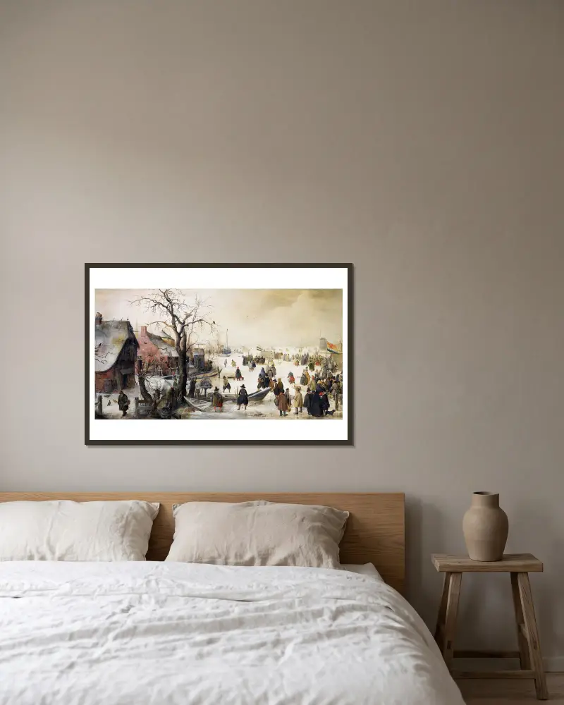 Zimowy pejzaż z kanałem, Hendrick Avercamp w ramie na ścianie