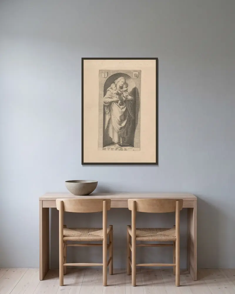Charita, Hendrick Goltzius v rámu na stěně