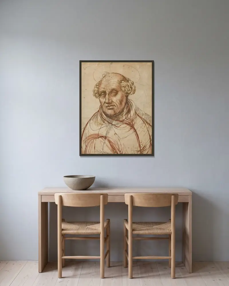 Aposteln Filippus av Hendrick Goltzius inramad på en vägg