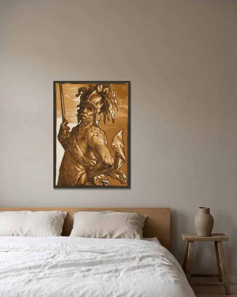 Mars av Hendrick Goltzius inramad på en vägg