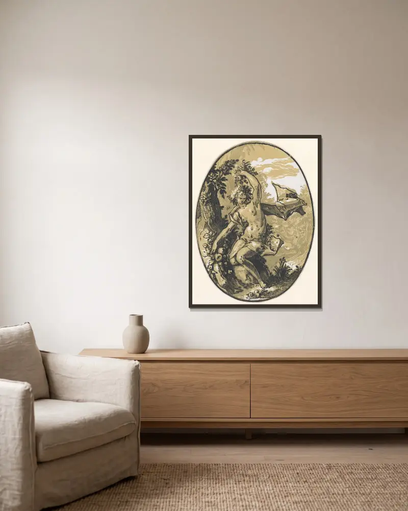 Proserpina av Hendrick Goltzius inramad på en vägg