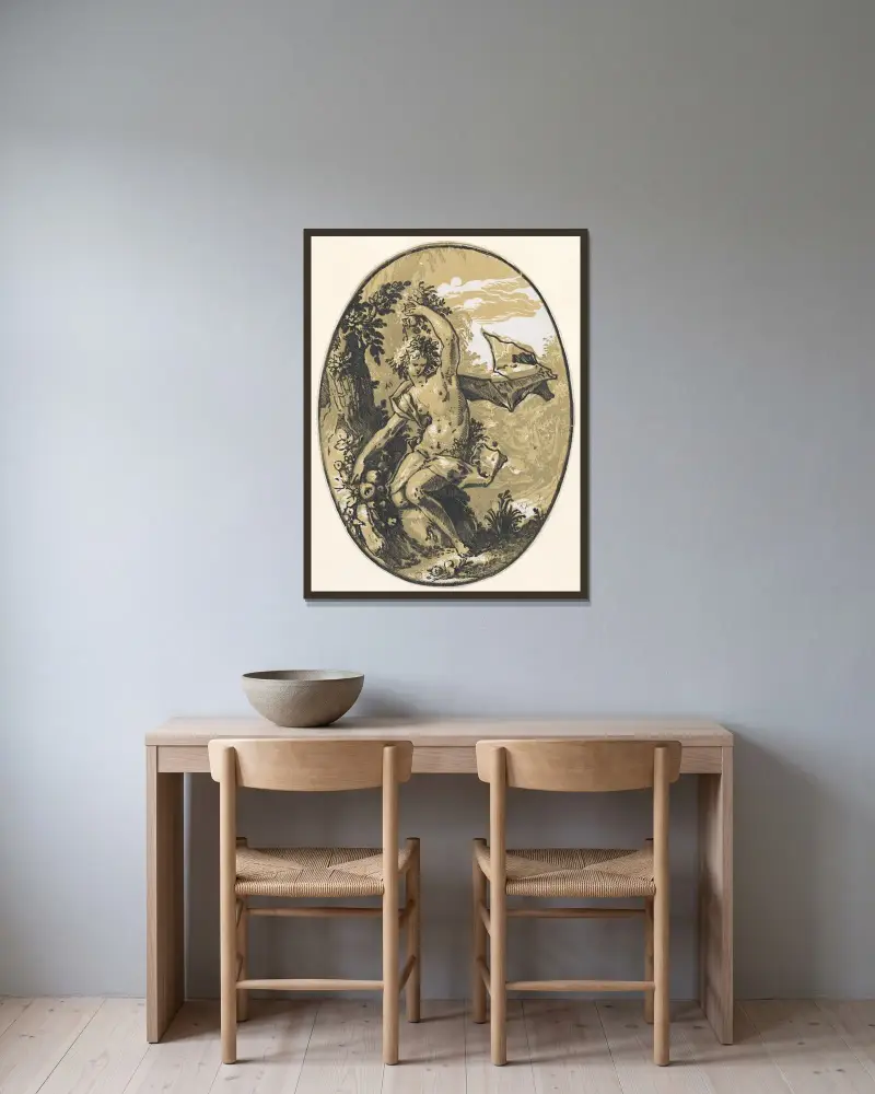 Proserpina av Hendrick Goltzius inramad på en vägg