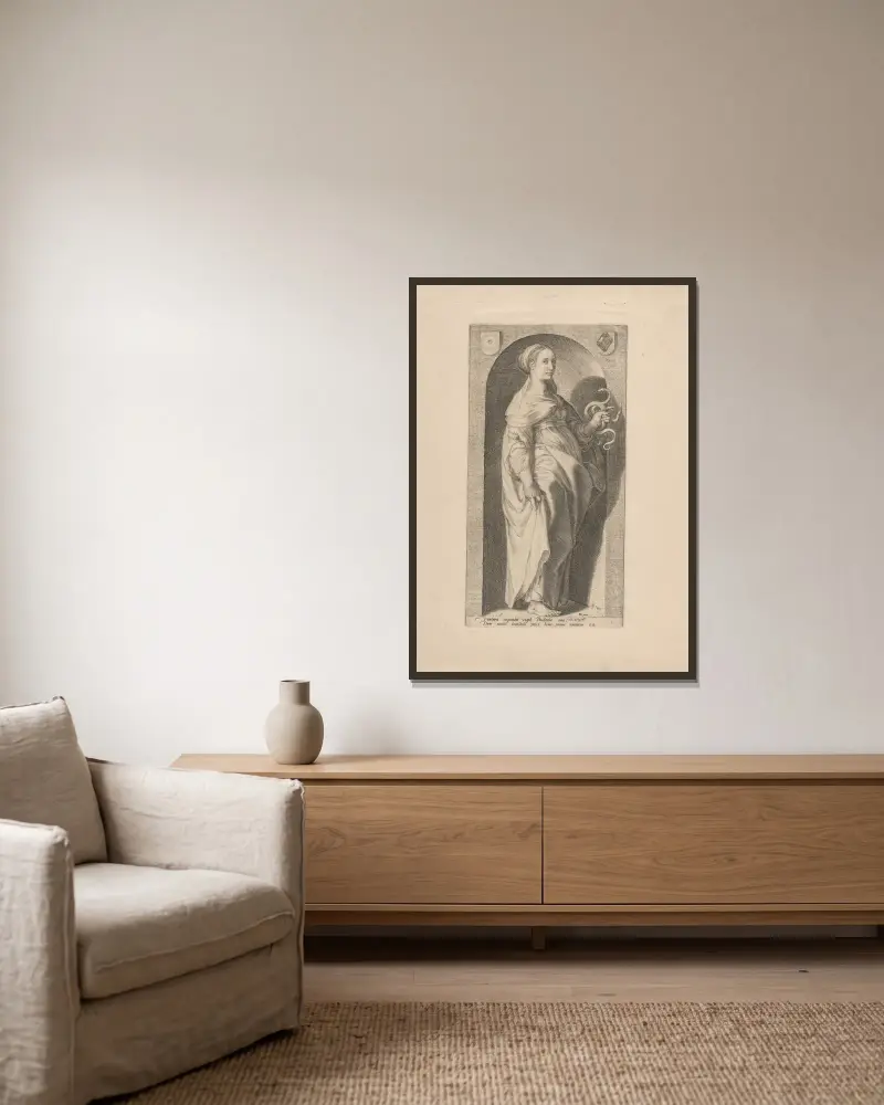 Klugheit von Hendrick Goltzius gerahmt an einer Wand