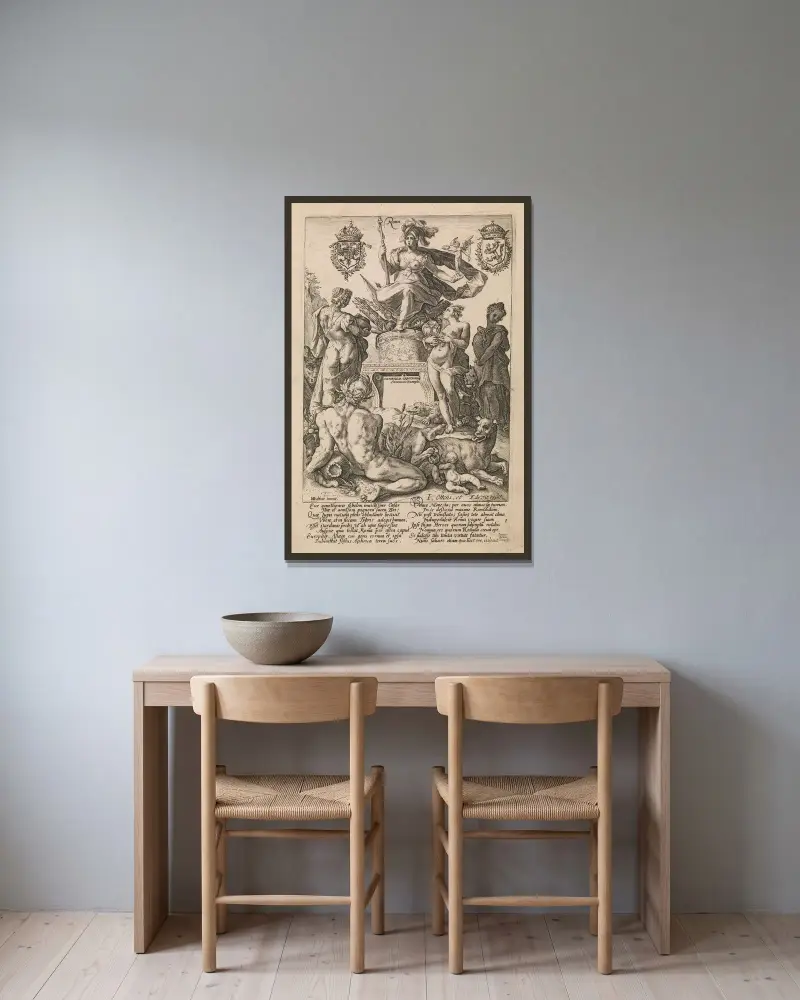 Roma av Hendrick Goltzius inramad på en vägg