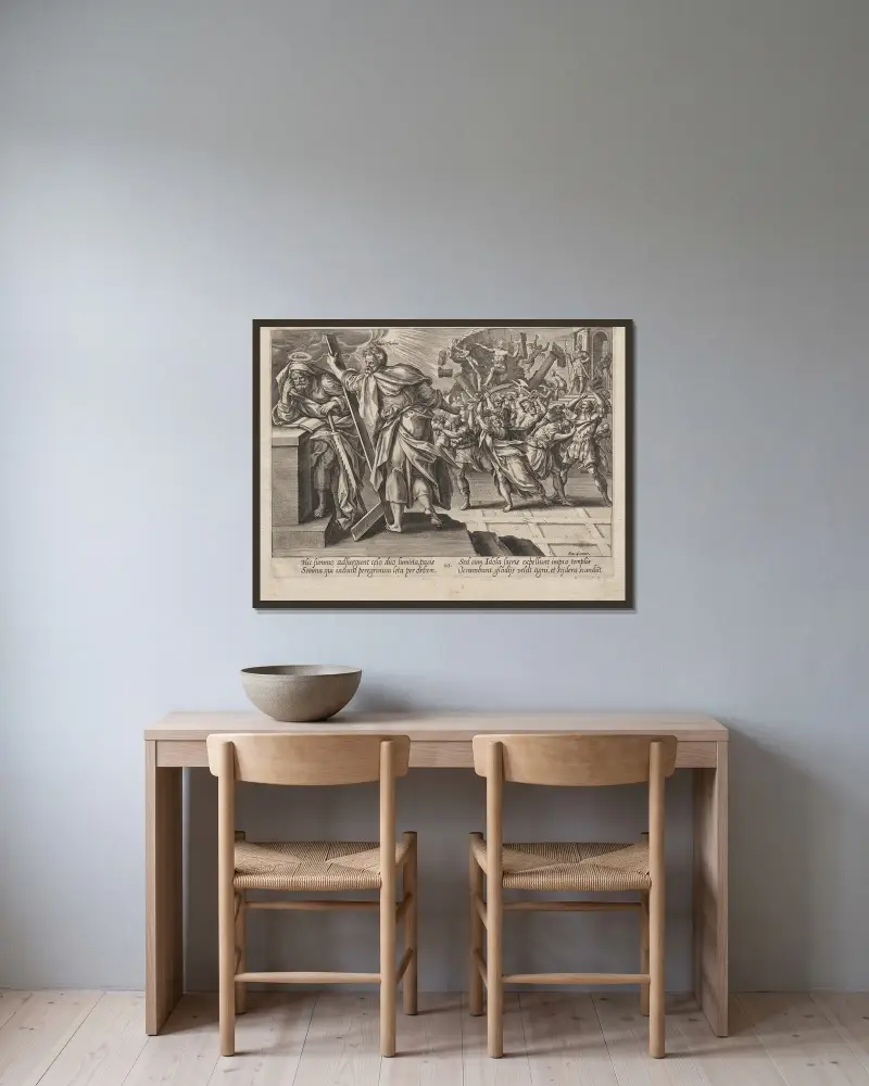 De heliga Judas Taddeus och Simon Ivraren av Hendrick Goltzius inramad på en vägg