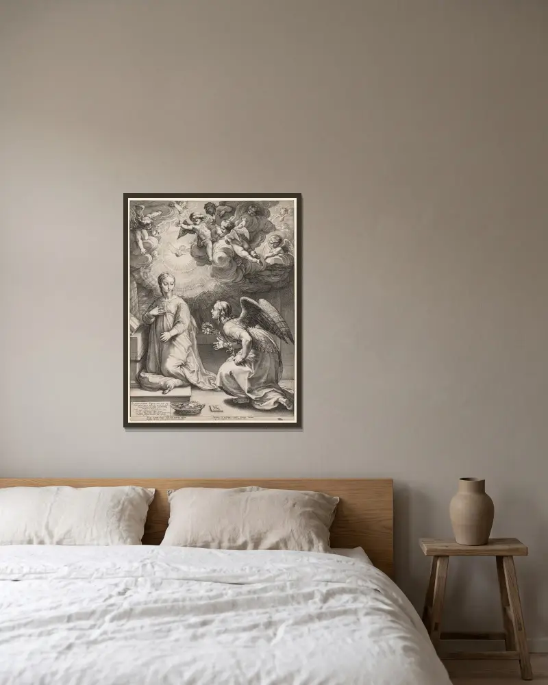 Zwiastowanie, Hendrick Goltzius w ramie na ścianie