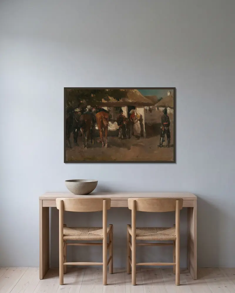 Einquartierung der Truppen von George Hendrik Breitner gerahmt an einer Wand