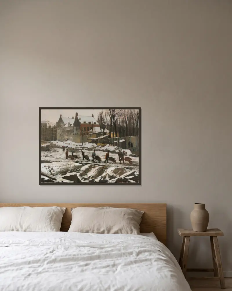 Construction Site in Amsterdam av George Hendrik Breitner inramad på en vägg