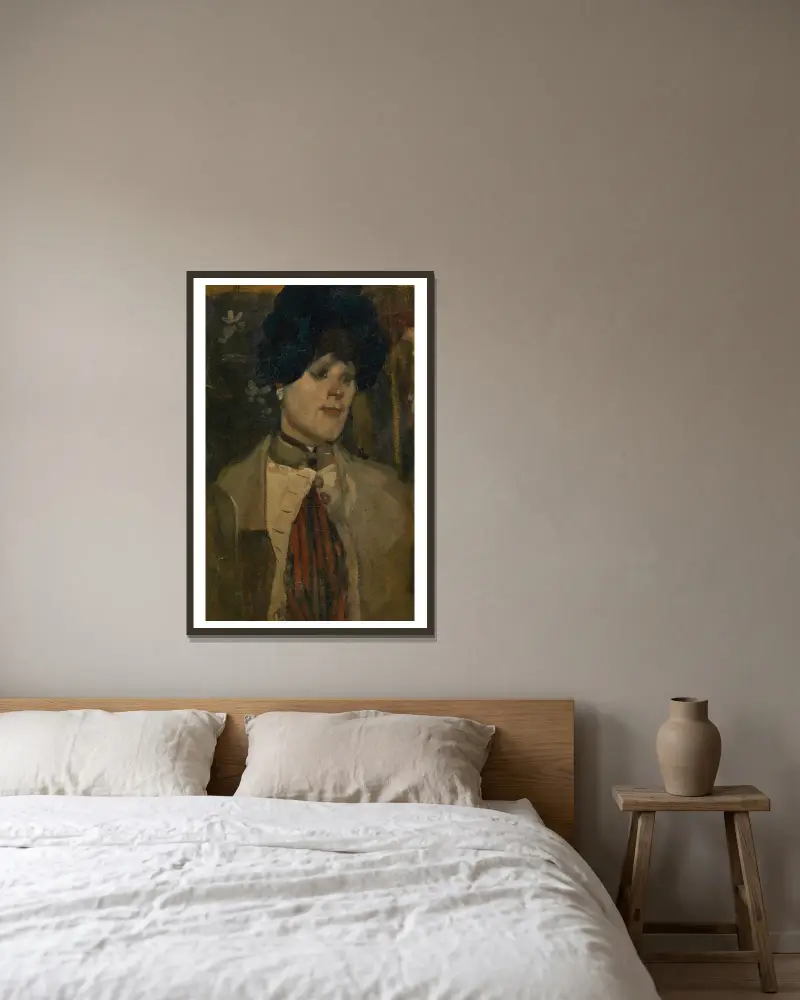 Portrait of a Chanteuse av George Hendrik Breitner inramad på en vägg