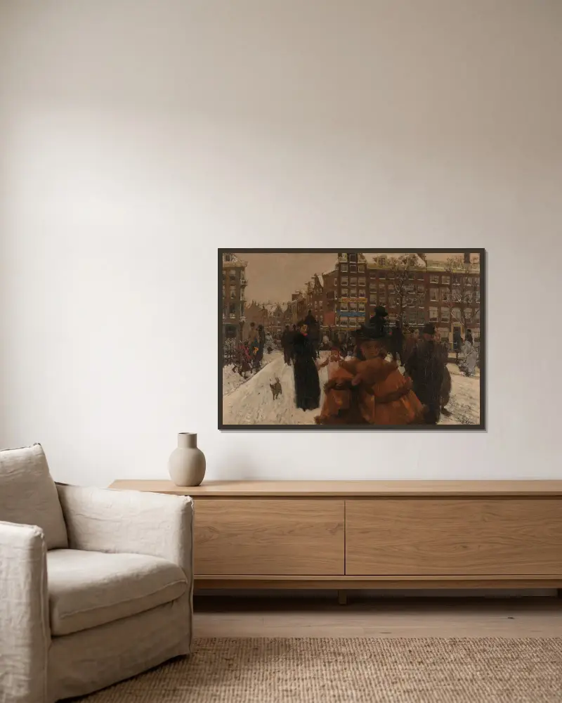 The Singel Bridge at the Paleisstraat in Amsterdam av George Hendrik Breitner inramad på en vägg