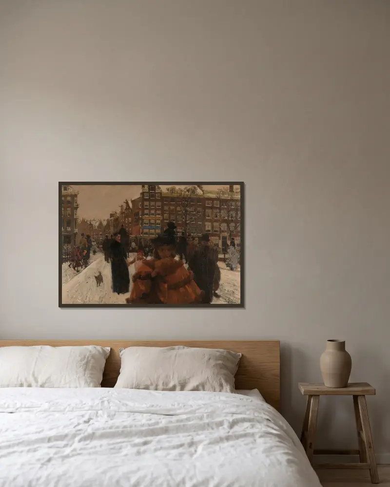 The Singel Bridge at the Paleisstraat in Amsterdam av George Hendrik Breitner inramad på en vägg