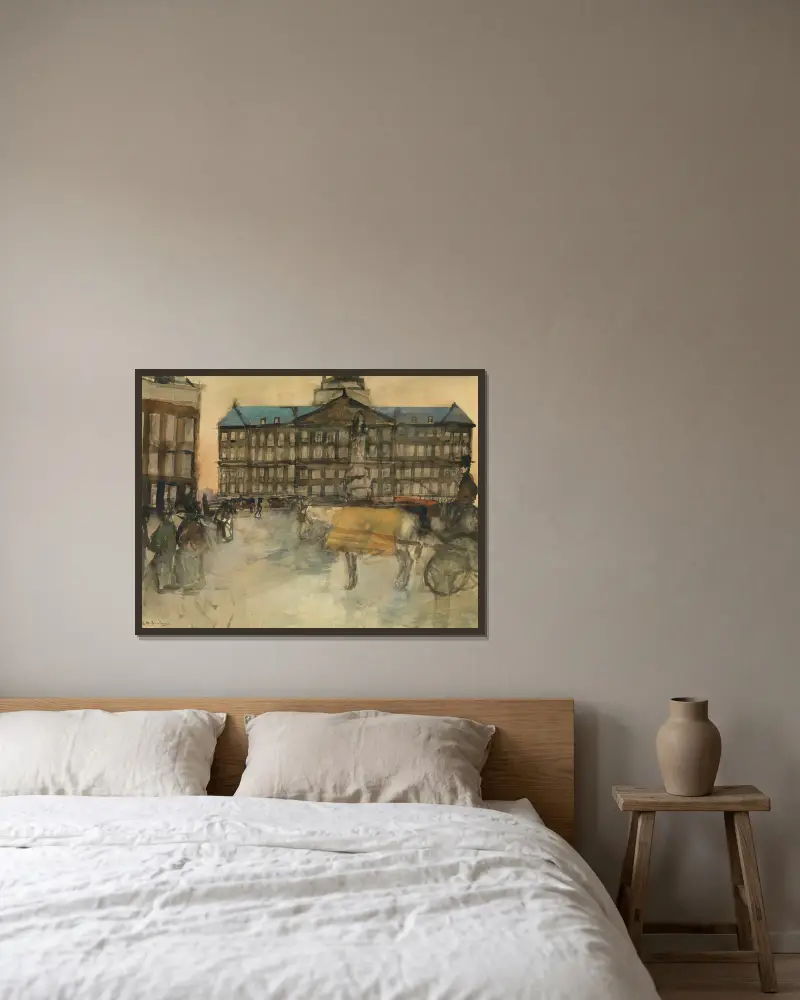 Town Hall in Amsterdam av George Hendrik Breitner inramad på en vägg