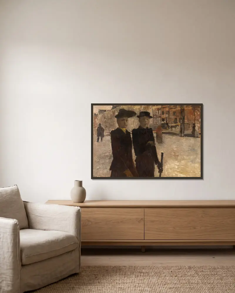 Women on the Rokin in Amsterdam av George Hendrik Breitner inramad på en vägg