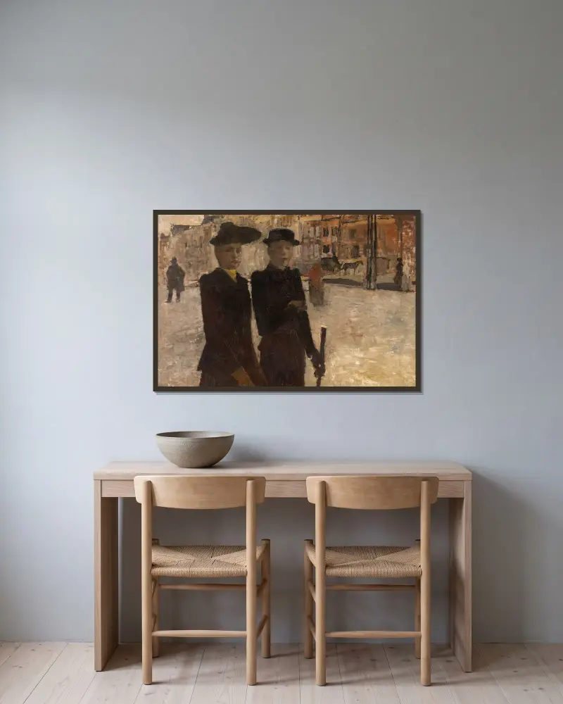 Women on the Rokin in Amsterdam av George Hendrik Breitner inramad på en vägg
