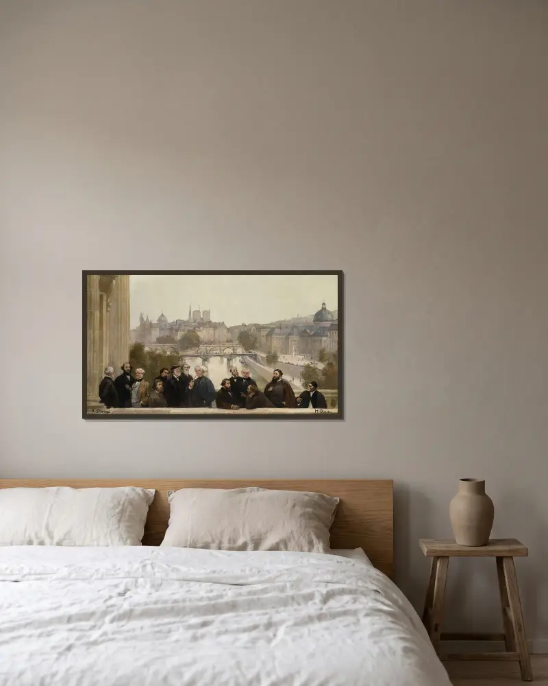 Århundradets panorama av Henri Gervex inramad på en vägg