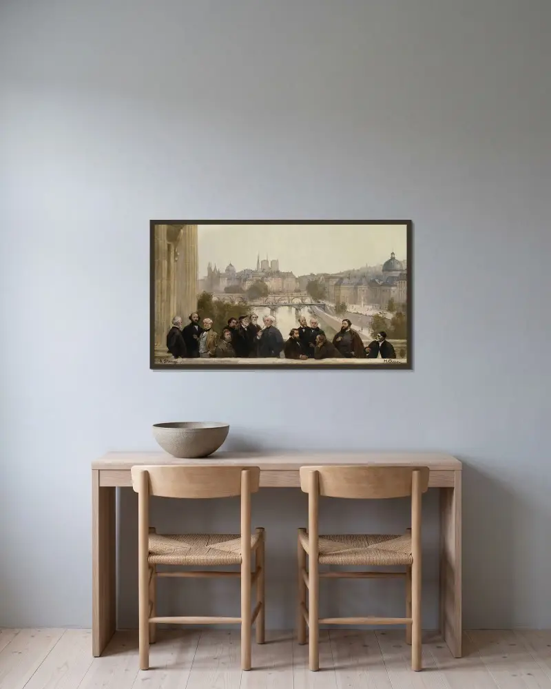 Århundradets panorama av Henri Gervex inramad på en vägg