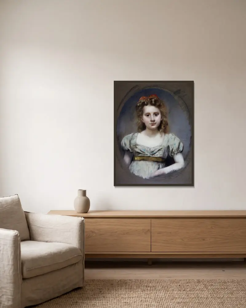 Portrait de Mlle Suzanne Malvesin à 12 ans av Henri Gervex inramad på en vägg