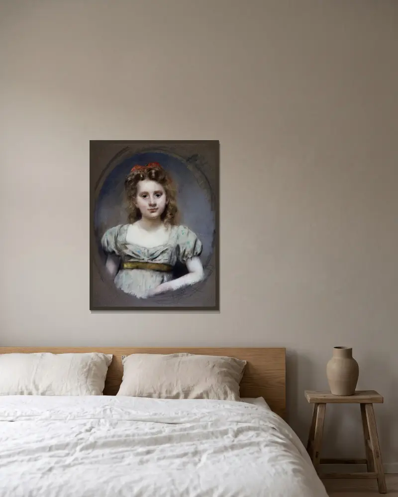 Portrait de Mlle Suzanne Malvesin à 12 ans av Henri Gervex inramad på en vägg