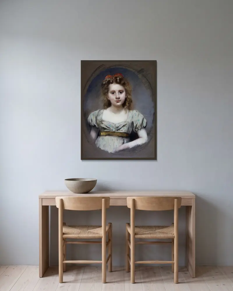 Portrait de Mlle Suzanne Malvesin à 12 ans av Henri Gervex inramad på en vägg