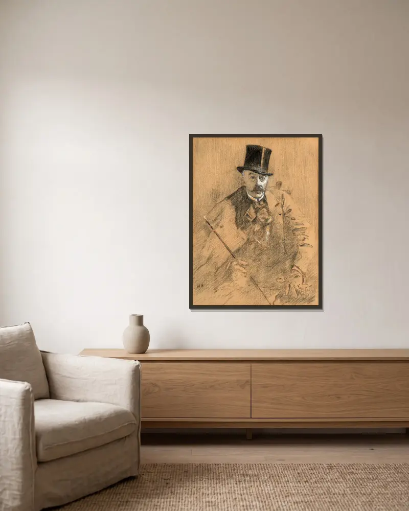 Porträt des Malers Alfred Stevens von Henri Gervex gerahmt an einer Wand