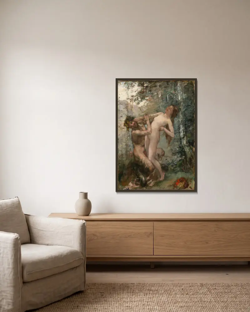 Satyre Et Baccante av Henri Gervex inramad på en vägg