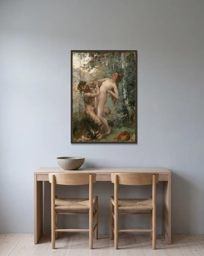 Satyre Et Baccante av Henri Gervex inramad på en vägg