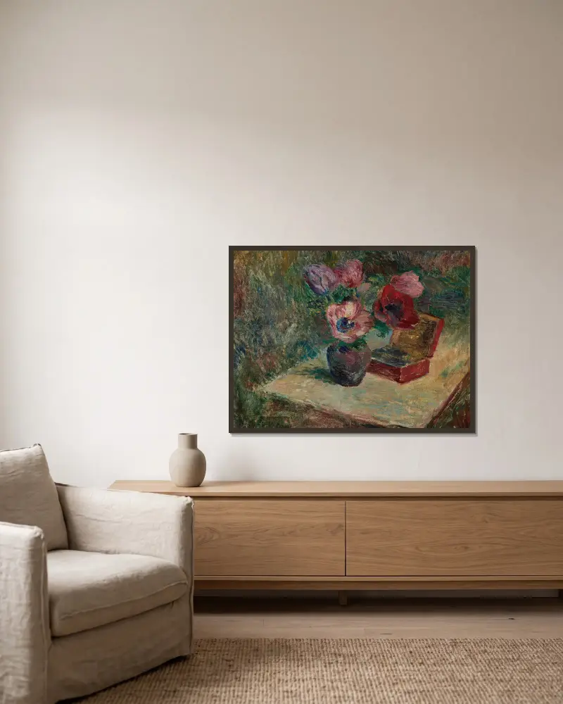 Anemonenstrauß von Henri Lebasque gerahmt an einer Wand