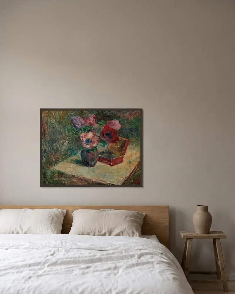 Anemonenstrauß von Henri Lebasque gerahmt an einer Wand